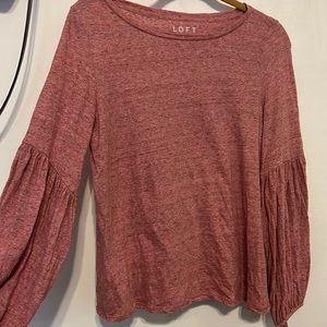 LOFT- long sleeve Small heather pink top